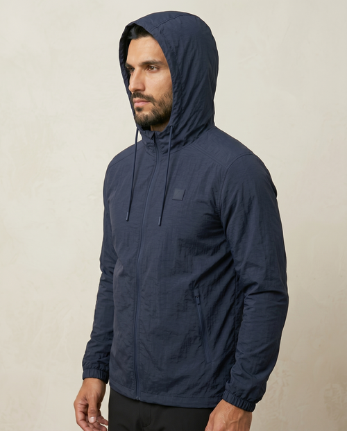 Men’s Navy Lightweight Hooded Windbreaker Jacket