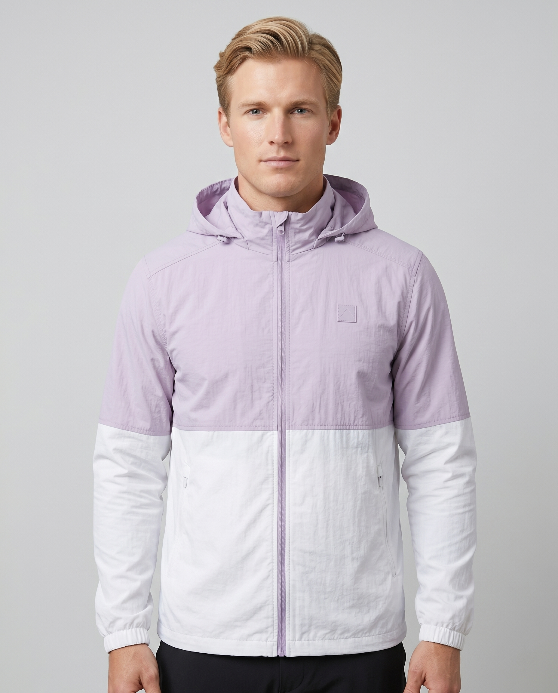 Men’s Lavender Lightweight Hooded Windbreaker Jacket