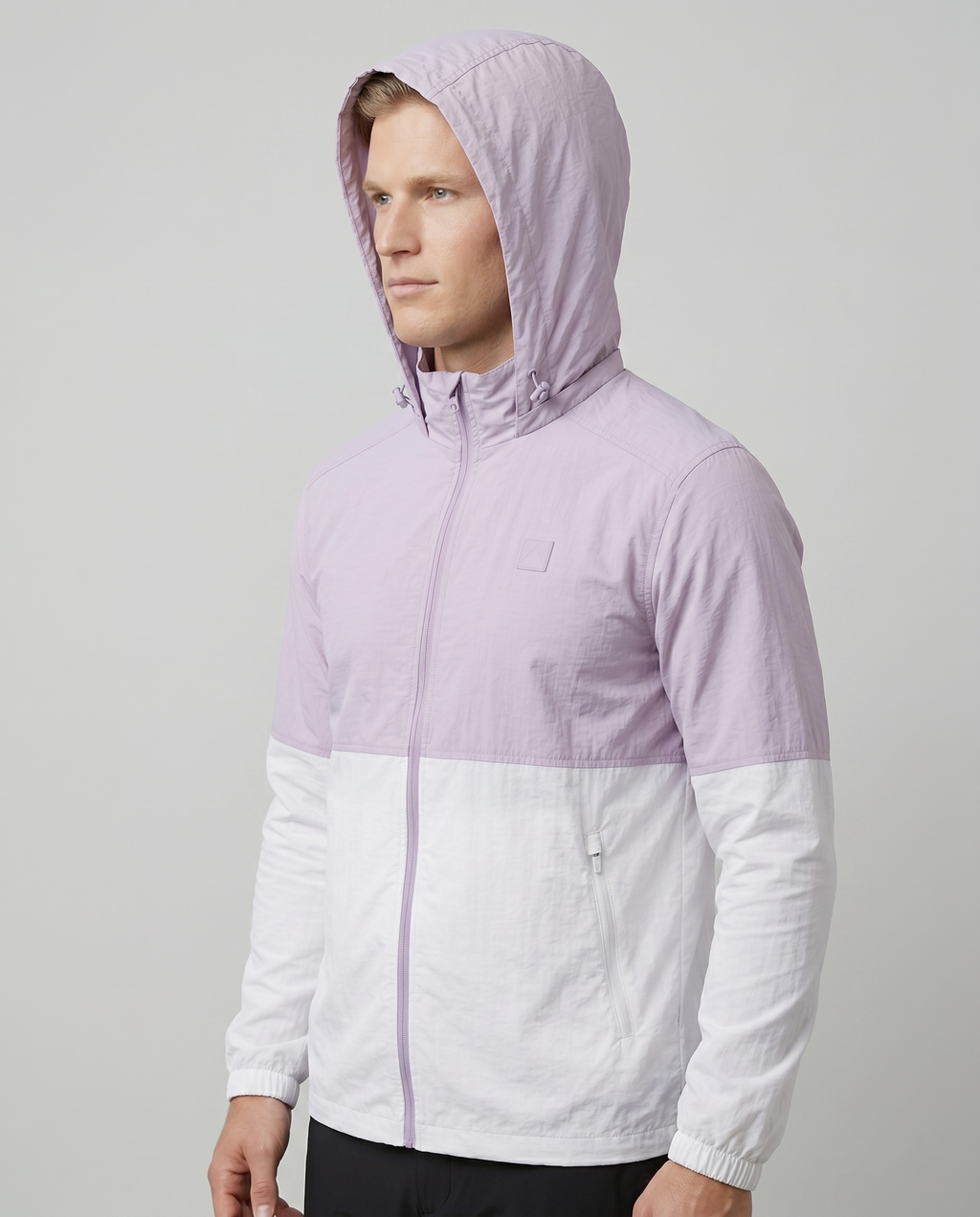 Men’s Lavender Lightweight Hooded Windbreaker Jacket