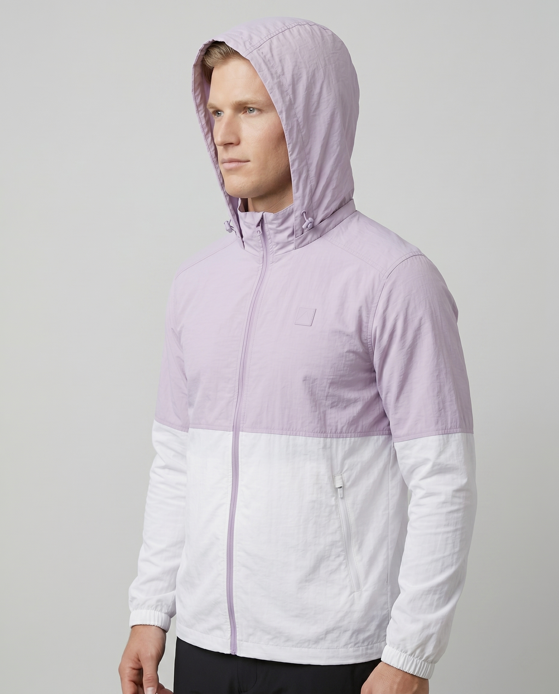 Men’s Lavender Lightweight Hooded Windbreaker Jacket