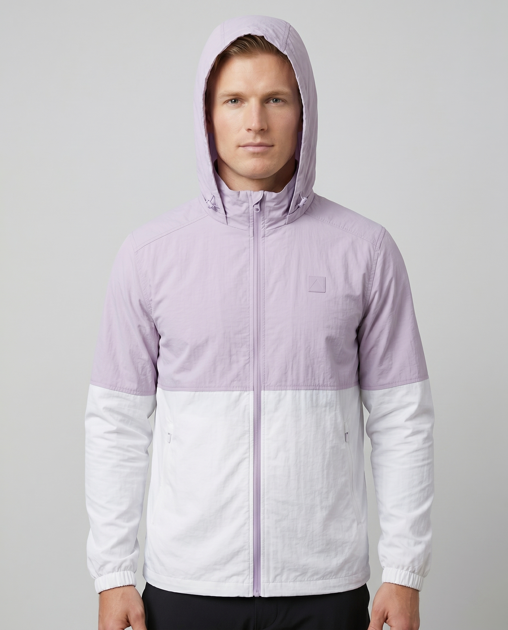 Men’s Lavender Lightweight Hooded Windbreaker Jacket