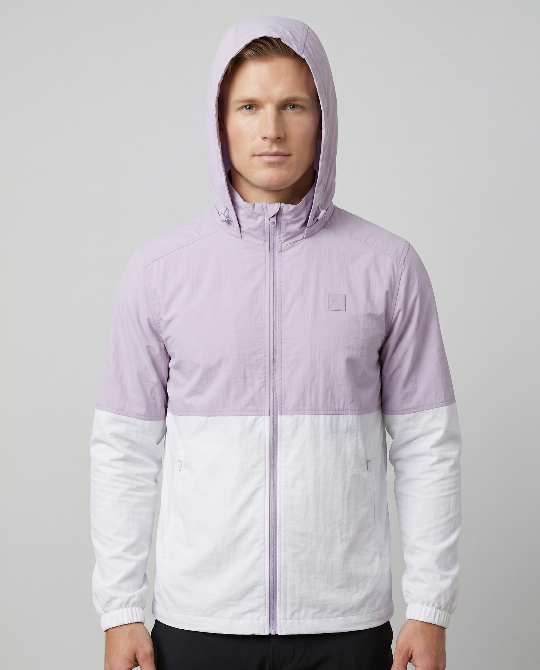 Men’s Lavender Lightweight Hooded Windbreaker Jacket