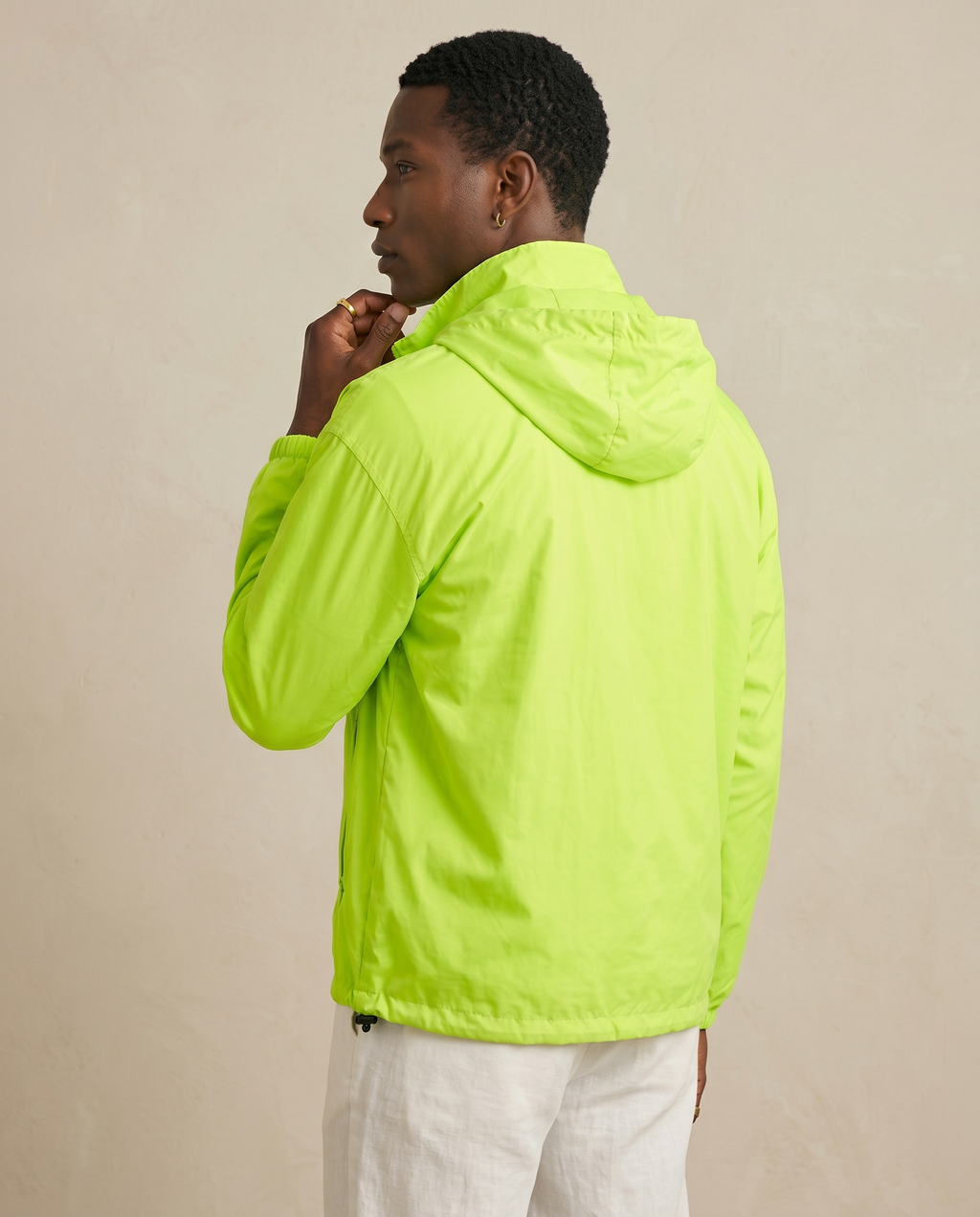 Men’s Neon Lime Lightweight Hooded Windbreaker Jacket