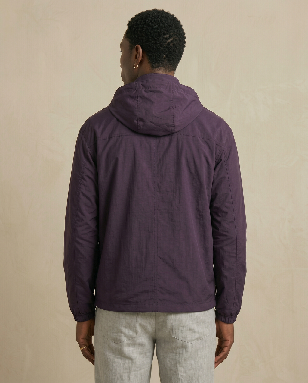 Men’s Dark Purple Lightweight Hooded Windbreaker Jacket