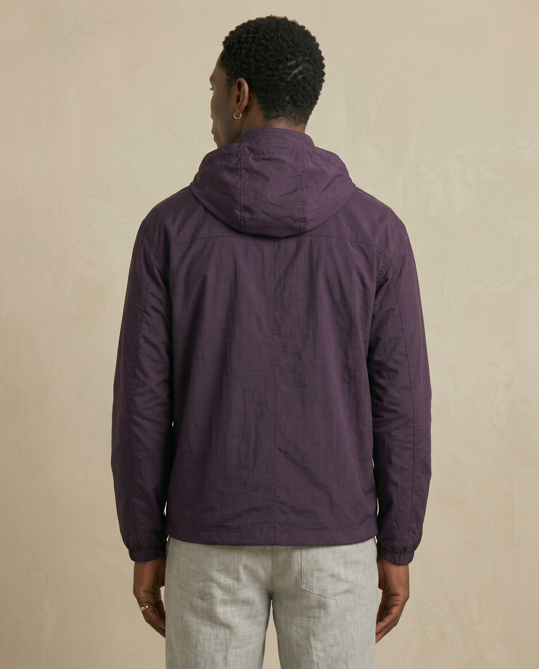 Men’s Dark Purple Lightweight Hooded Windbreaker Jacket